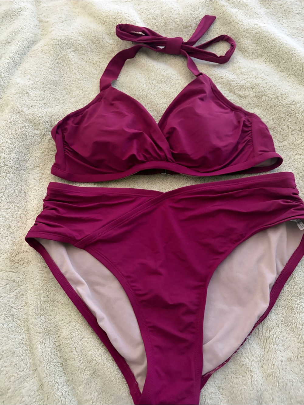 White House Black Market Halter Bikini Set in Berry